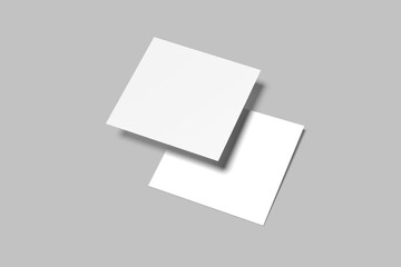 Realistic blank Square flyer  for Mock-up. brochure or poster. 3D Render.