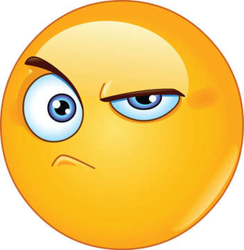 Naklejki Emoji emoticon with a skeptical look