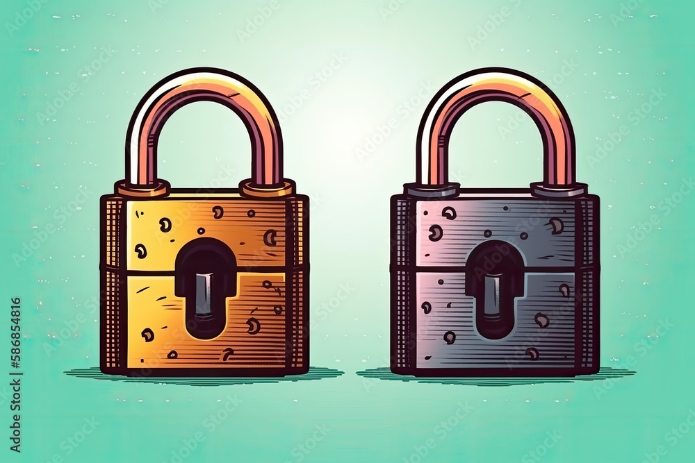 Poster two padlocks stacked on top of each other. generative ai