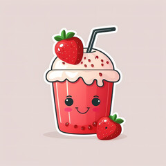 Obraz na płótnie Canvas Strawbery Drink. Generative AI