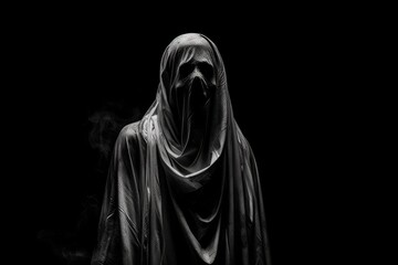 person wearing a veil in a black and white photo. Generative AI