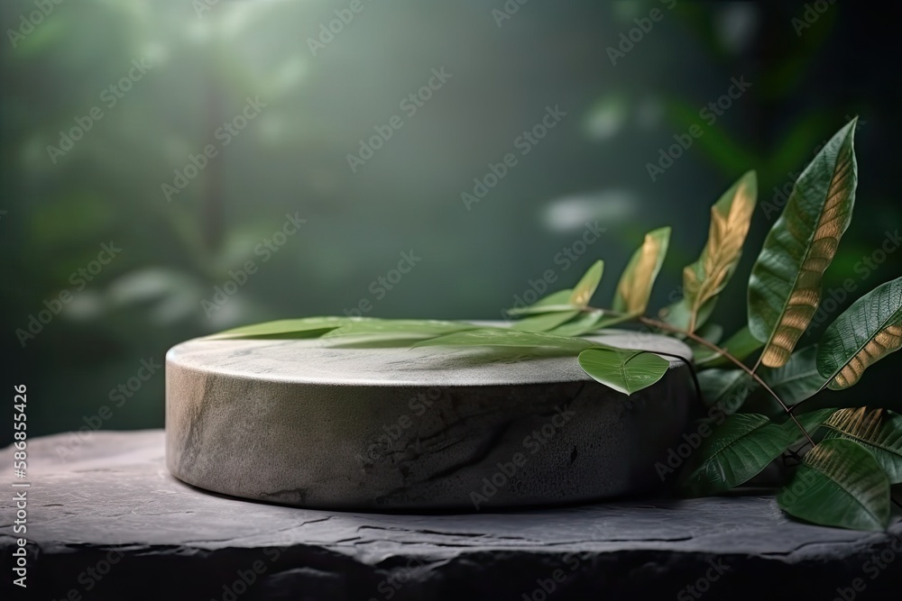 Aufkleber spherical object perched on a rocky surface. generative ai