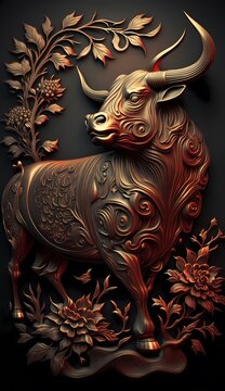 abstract render of a tauro zodiac illustration - Generative AI