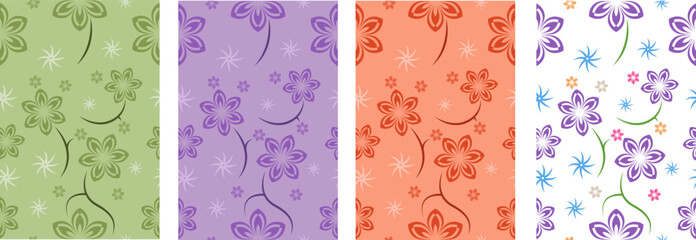 floral repeat pattern with different colors can be used on any sized backgrounds.