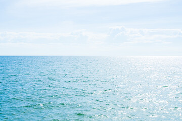 Sea Ocean Horizon Water Background,Texture Pattern Surface View Wave Blue Shor Calm Still at Caost,Backdrop Tropical Summer Nature Seascape with Cloud Blue Sky Sunlight Day,Beautiful Landscape.