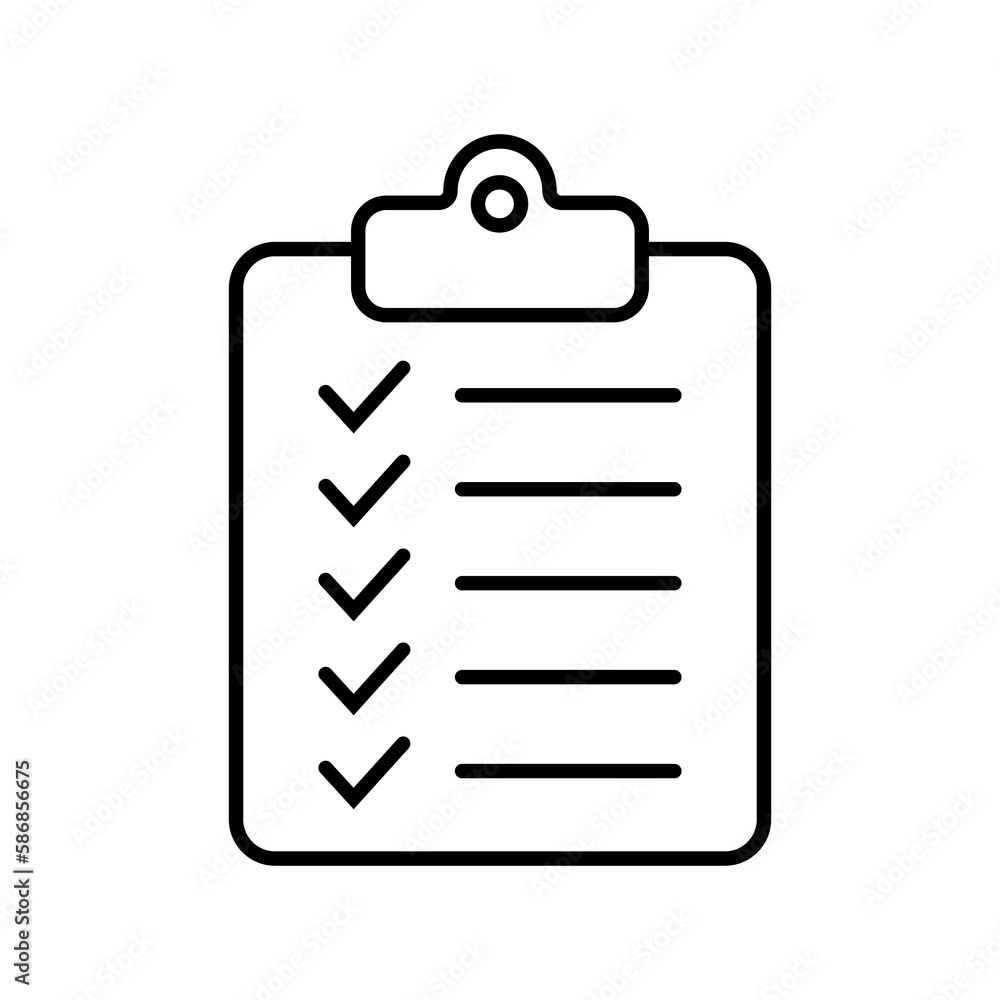 Aufkleber clipboard and checklist icon. project management, questionnaire line icon. to do list vector icon fo