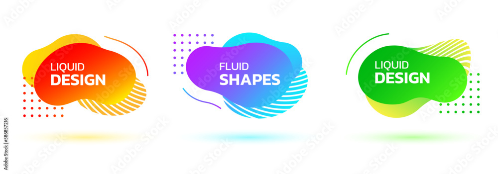 Poster abstract design background set with fluid or liquid shapes. modern banner or badge template with dyn