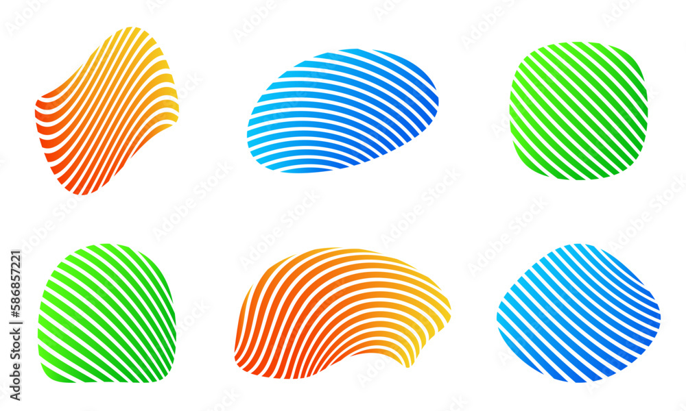 Canvas Prints abstract organic shape set with wavy stripes. modern geometric fluid or liquid forms. gradient curvy