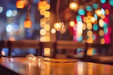 Leerer Tisch mit Hintergrundlichtern, made by Ai, Ai-Art