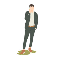 businessman calling on cell phones his partner isolated illustration