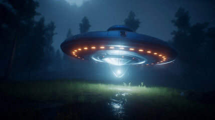 Fototapeta na wymiar Alien UFO - Unidentified Flying Object - Clipping Path Included. Alien earth. Generative AI.