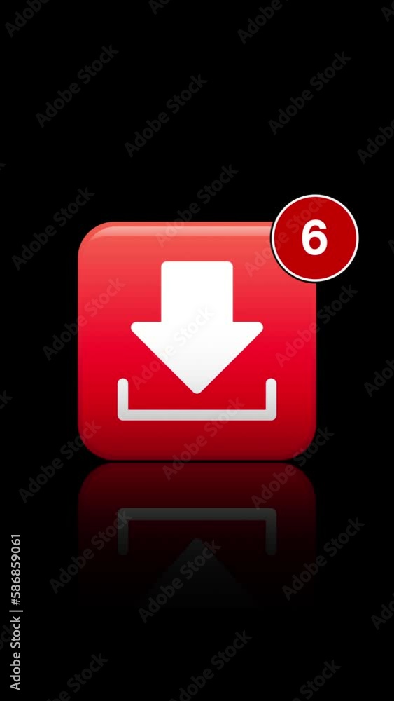 Poster vertical video animation of download app icon with notifications on black background. motion backgro