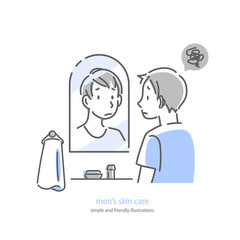 男性のスキンケア　悩み　シンプルでお洒落な線画イラスト