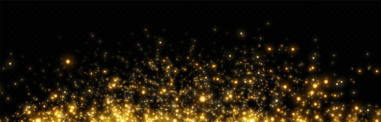 Fototapeta na wymiar Golden glitter.Light effect.Glittering particles background. Gold dust on a transparent background.