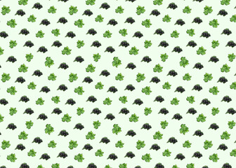 Seamless pattern with ripe black currants on a light background.