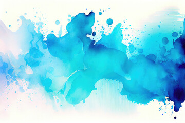 Abstract blue watercolor background. Ink in water. Hand drawn illustration, ai generation