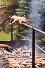 Grilled suckling little pig on barbecue