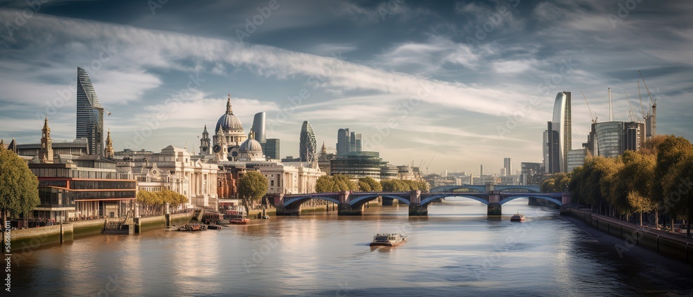 Poster view of the city during the day with an ordinary sky with a bridge.aerial view. panoramic shot. gene