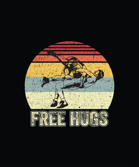 Vintage Retro Wrestling Funny Free Hugs Wrestling T-Shirt