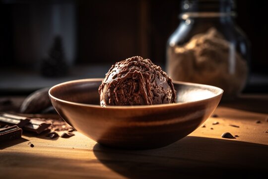 illustration of Chocolate ice cream in a bowl