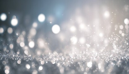 Silver lights background texture abstract Christmas decoration. Beautiful bright winter sparkle white bokeh, 3d rendering of Generative Ai.