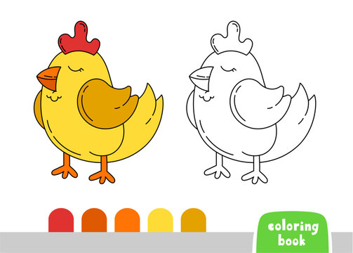 Coloring Book for Kids Chicken Page for Books Magazines Vector Illustration Template