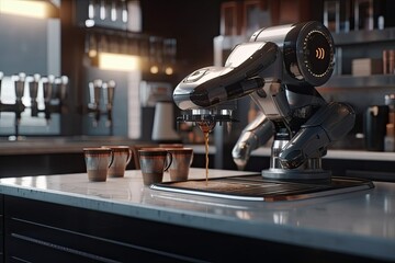 Fototapeta na wymiar modern coffee maker on a kitchen countertop. Generative AI