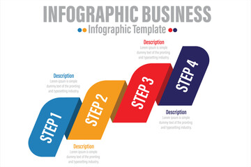 4 Step or four option Infographic business stair success of marketing vector design template
