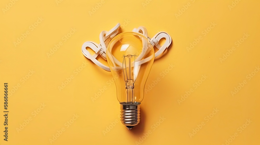 Poster idea concept with group of light bulbs. ai generative.