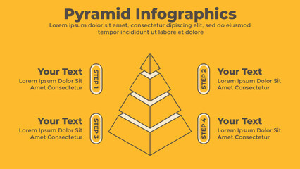 3d pyramid chart four steps business presentation template