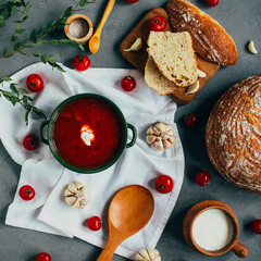 Ukrainian borsch, red-beet soup