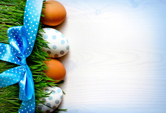 Easter eggs Background for the text Happy Easter