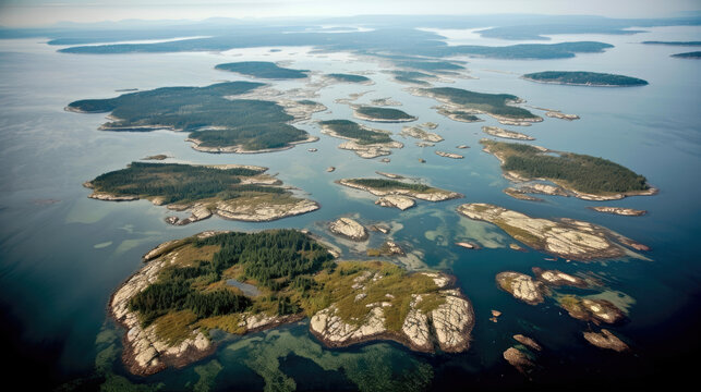 Gulf of Bothnia. Beautiful Scandinavian scenery of Sweden. Generative AI