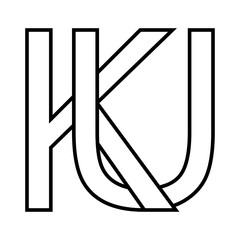 Logo sign ku uk, icon double letters logotype u k