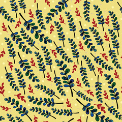 Vector seamless pattern with decorative leaves.