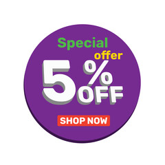 5% off vector illustration template design.