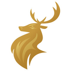 Gold Deer Head Golden Logo Design Mascot Vector Illustration