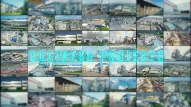 Business projects infographics. Business projects inscription. Business projects multiscreen