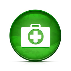 Medicine Bag icon on classy splash green round button illustration