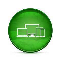 Digital smart devices icon on classy splash green round button illustration