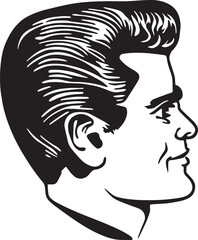 Vintage man 60s style young man . Retro comics black and white ink drawing, American cartoon advertising illustration.