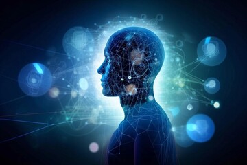 Fototapeta premium Healthcare networking and data connected of patient on internet digital technologies, AI