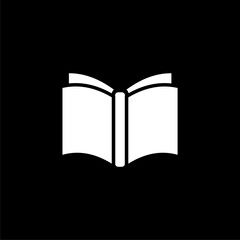 Open book icon isolated on black background.