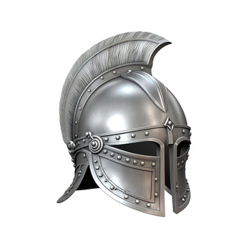 medieval, knight, soldier's metal helmet, no background, png