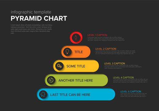 Pyramid dark chart infographic diagram template