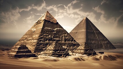 Fototapeta na wymiar World famous pyramids in Egypt