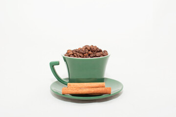 A cup of aromatic fresh natural coffee beans