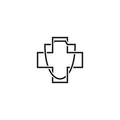 Fototapeta premium Medical health protection shield icon. Shield with medical cross logo isolated on white background