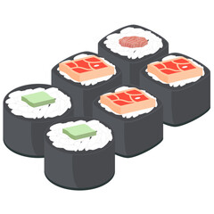 Sushi Salmon And Tuna Rolls Japanese Cuisine Food