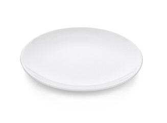 Empty white plate isolated on transparent png
